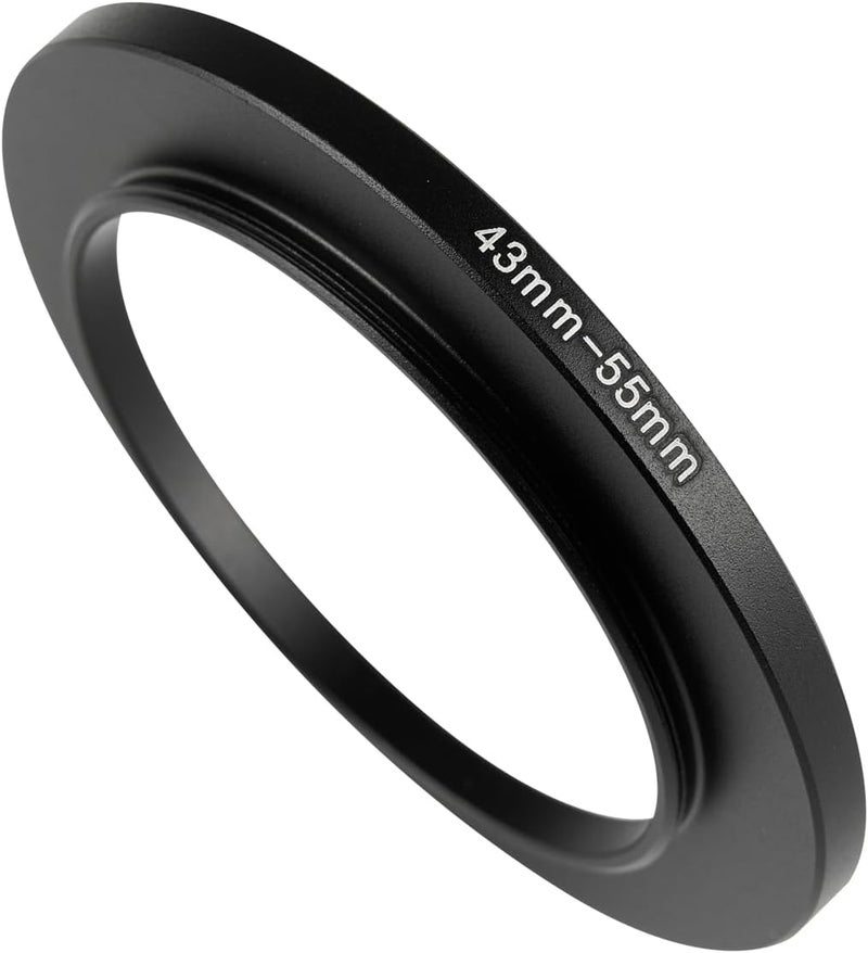 JOYTOLIN 43-55mm Metal Step-Up Ring Adapter Compatible with Mirrorless Cameras DSLR Lens, UV CPL ND Filter Thread Converter, Black - Image 1
